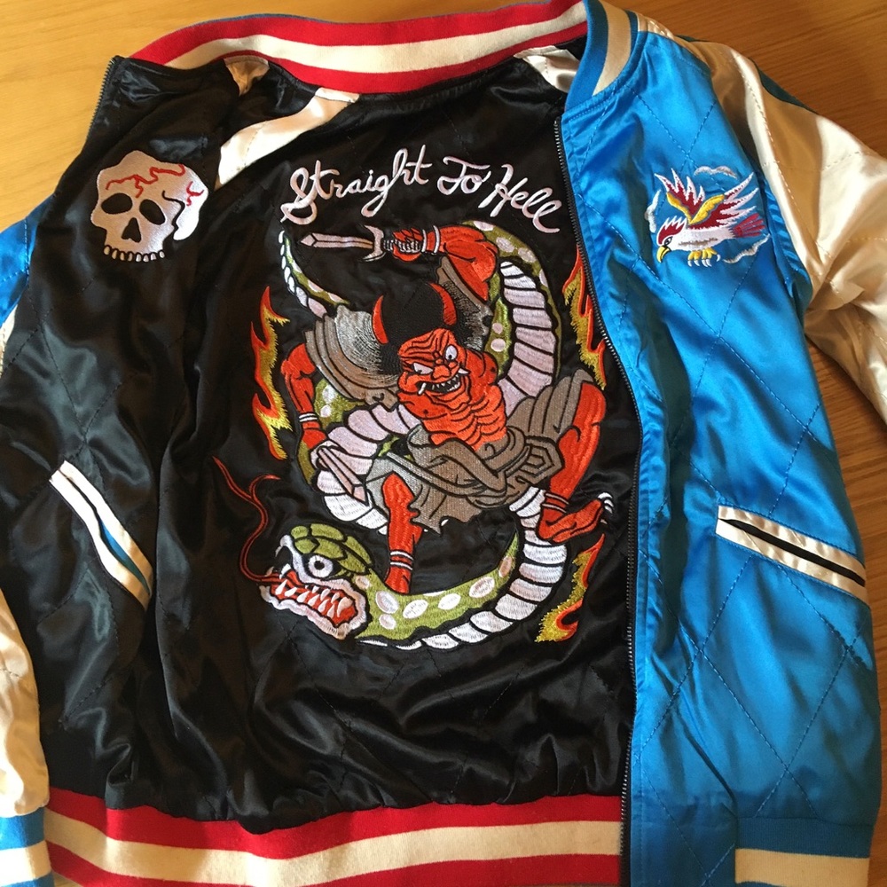 Straight to Hell reversible satin jacket Medium